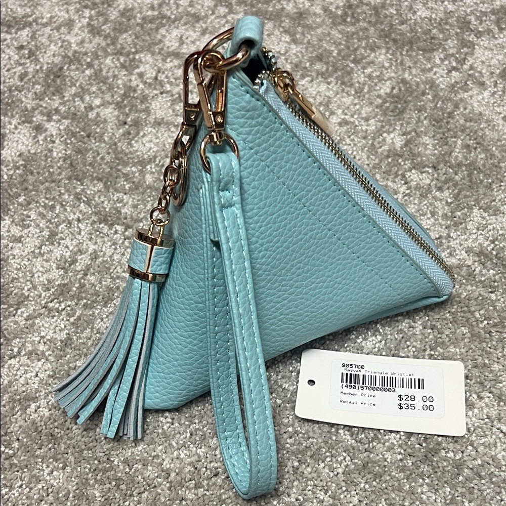 Stylish Light Blue triangular wristlet